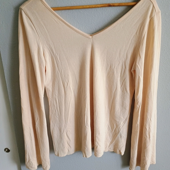 POL Tops - Cream V-Neck Long Sleeve Top
